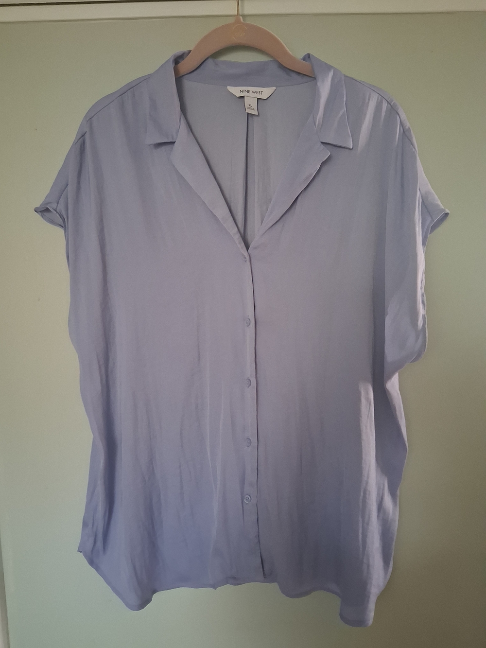 Nine West Light Lavender Button-Front Blouse
